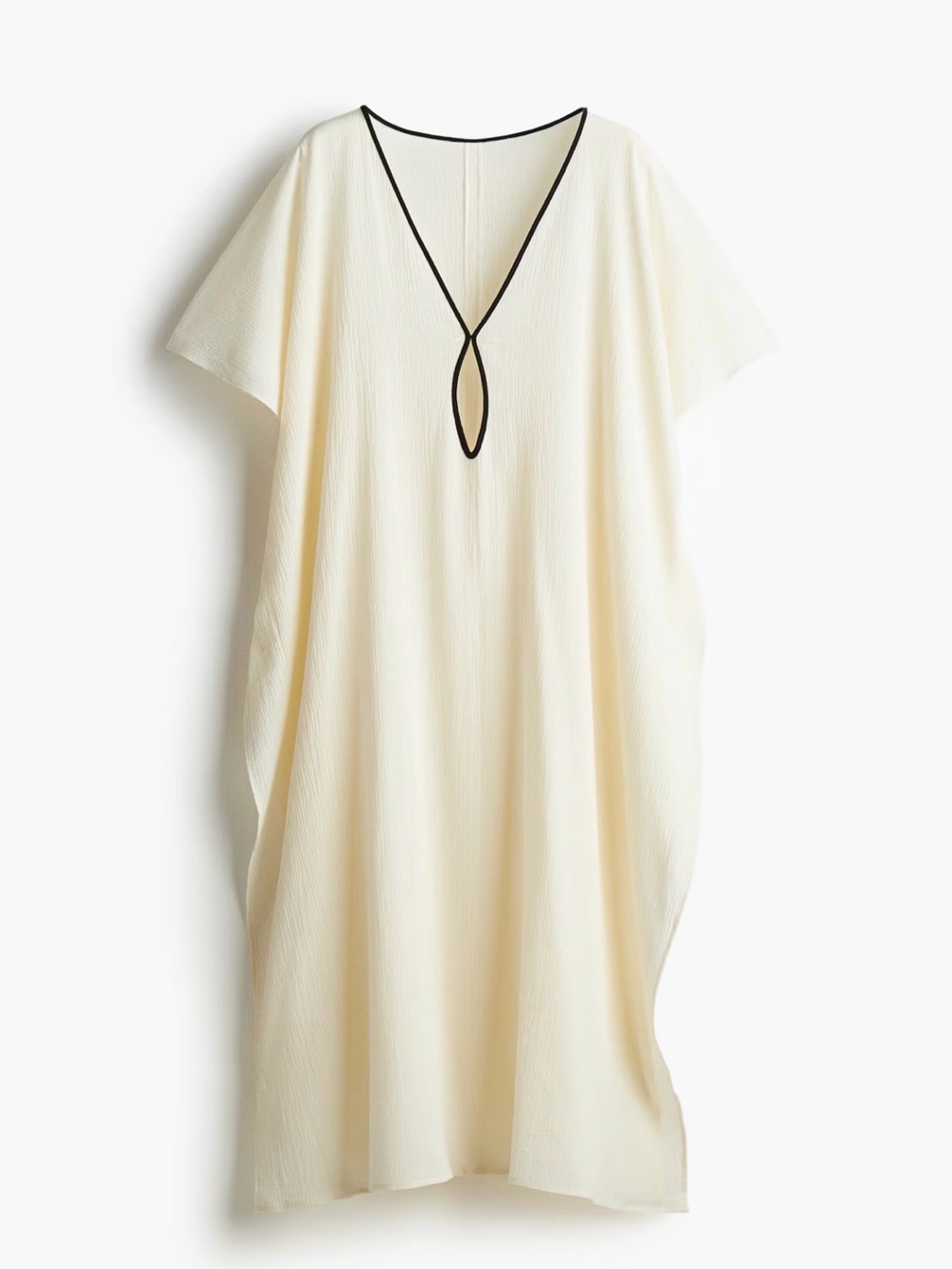 H&M Cream Swim Cover-Up Kaftan with Black Trim